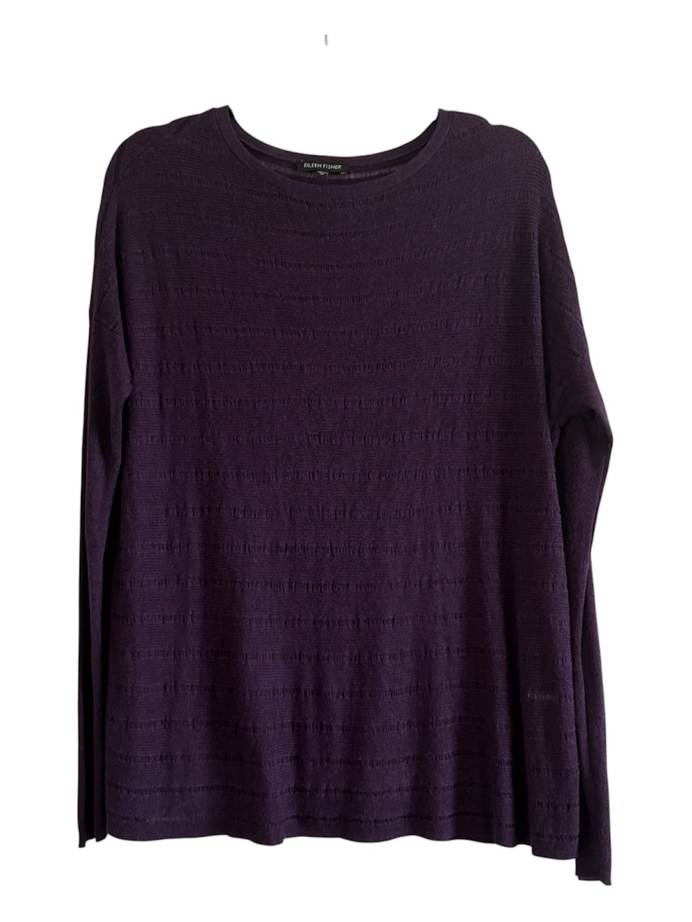 Eileen Fisher Eggplant Purple Lightweight Textured Sweater Medium